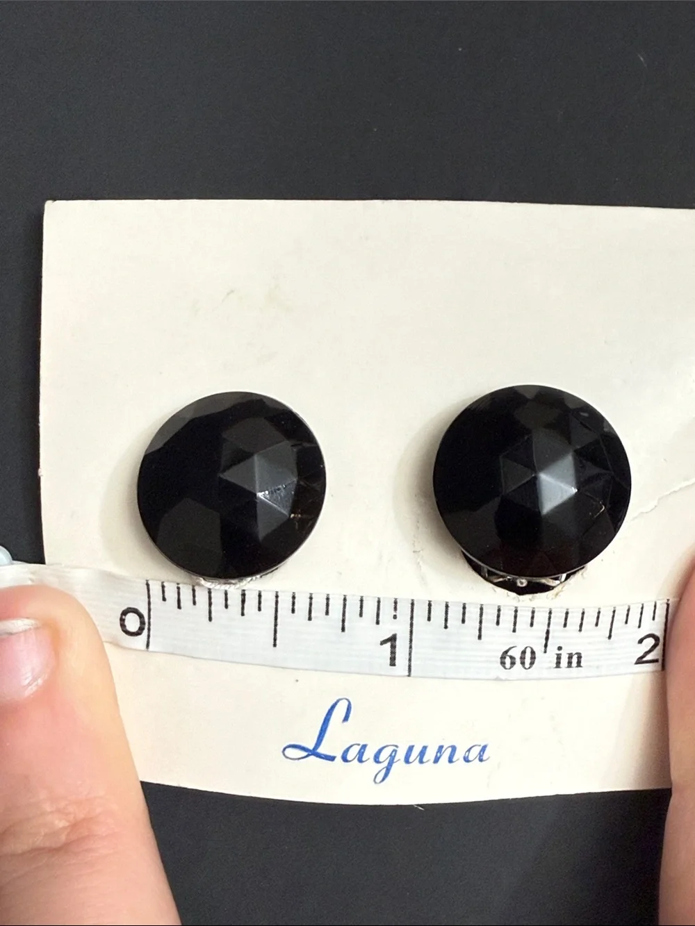 Vintage Laguna Black Faceted Clip-On Earrings